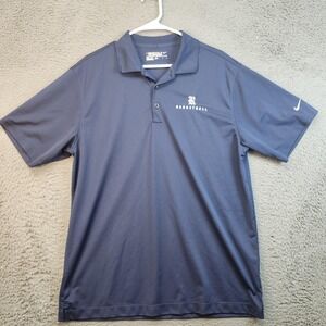Rice Owls Polo Shirt Mens Large Navy NCAA Basketball Nike Dri Fit Short Sleeve
